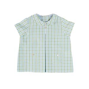 Pepa London Girls  Maxwell Gingham Peter Pan Collar Shirt, Green